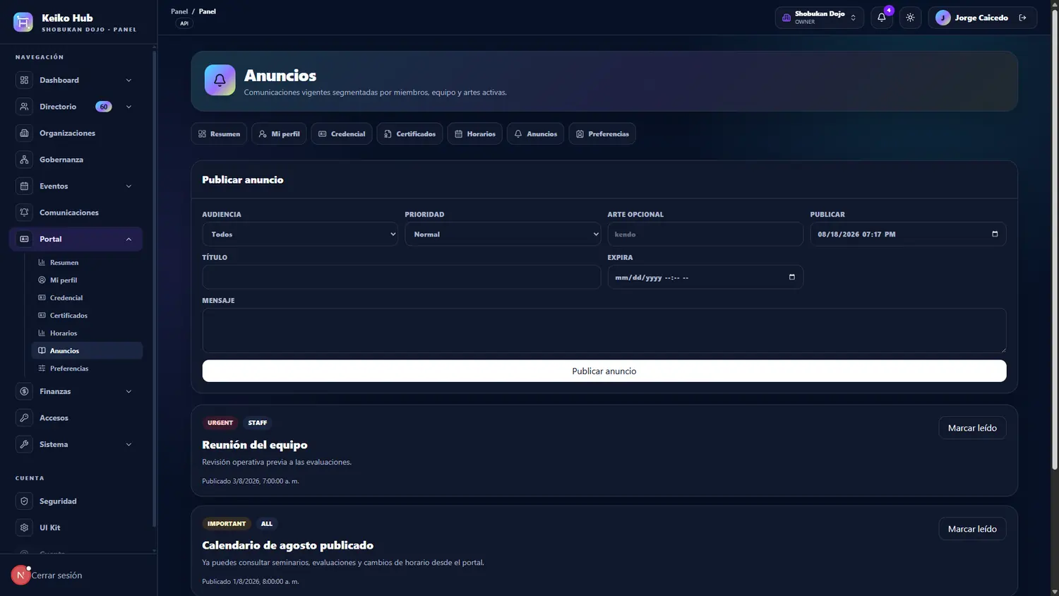 Anuncios en Keiko Hub
