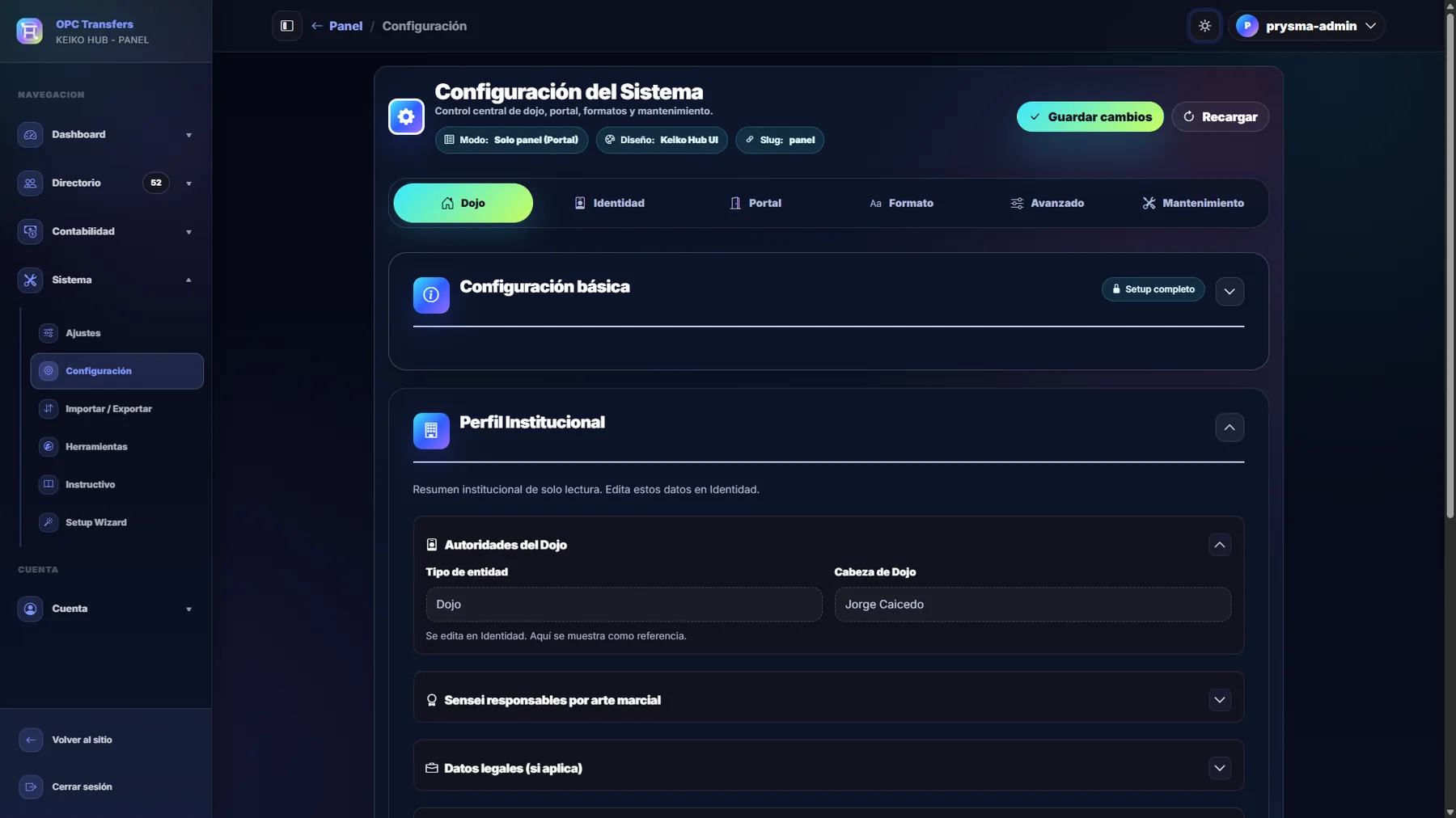 Configuración real de Keiko Hub