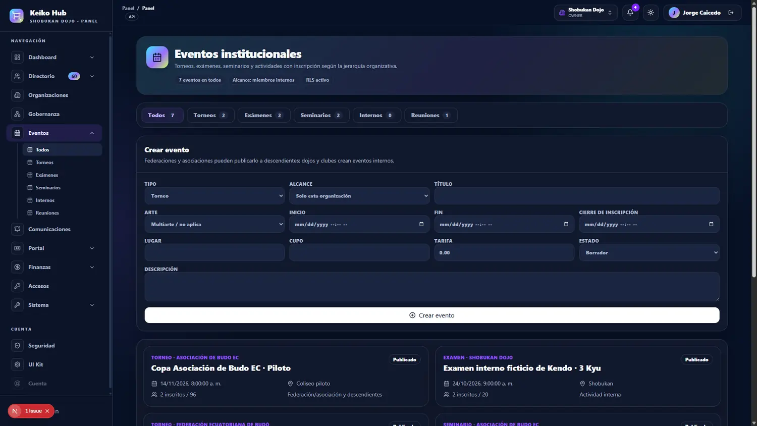 Eventos institucionales en Keiko Hub